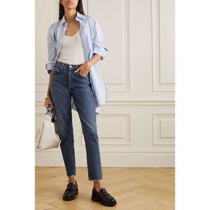 NWT AGOLDE Riley Long High Rise Straight Jeans in Cypher, Size 25